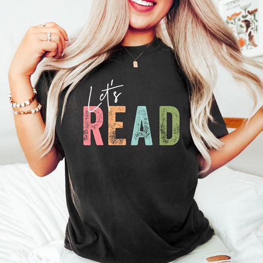 Let's Read T-shirt, Read Shirt, Book Shirt, Reading Tee, Book Lover, Librarian Gift, Teacher Shirt, Book Nerd Tee, Reading Gift 978JJ