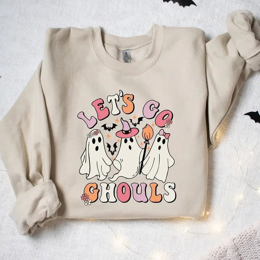 Lets Go Ghouls Sweatshirt, Halloween Sweatshirt, Ghost Halloween Sweatshirt, Funny Ghost Sweater, Retro Halloween Sweater Funny, Halloween
