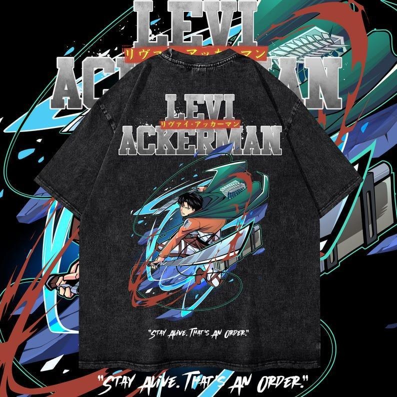 Levj Dyenomite Mineral Wash Oversized T-Shirt AOT Streetwear Unisex Anime Gym Tee