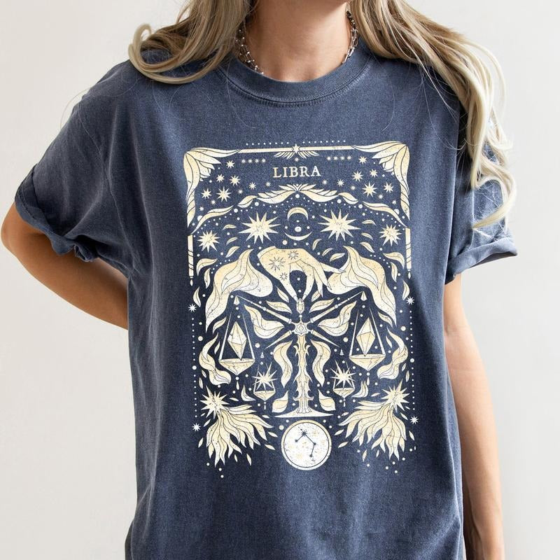 Libra Celestial Zodiac Comfort Colors Tees, Horoscope, Astrology