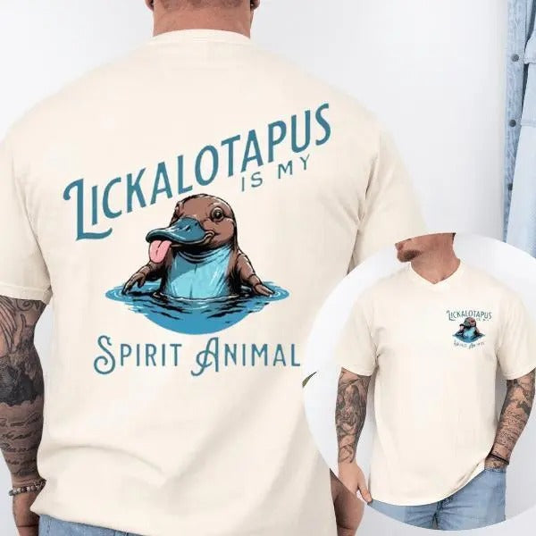Lickalotapus Is My Spirit Animal Mens Funny T-Shirt Sweatshirt Hoodie for Men, Summer Tee for Men 2 side Shirt, crewneck shirt Cotton Classic