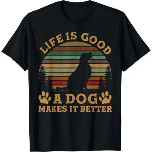 Life Is Funny Good A Dog Makes It Better Vintage T-Shirt Made in USAstyle{n002}2