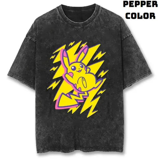 Lightning Bolt Pikachu Vintage Tee, Pikachu Shirt, Pokemon Shirt, Anime Manga Tshirt, Vintage Graphic Tee, Unisex T-Shirt, Gift All Top Menswear
