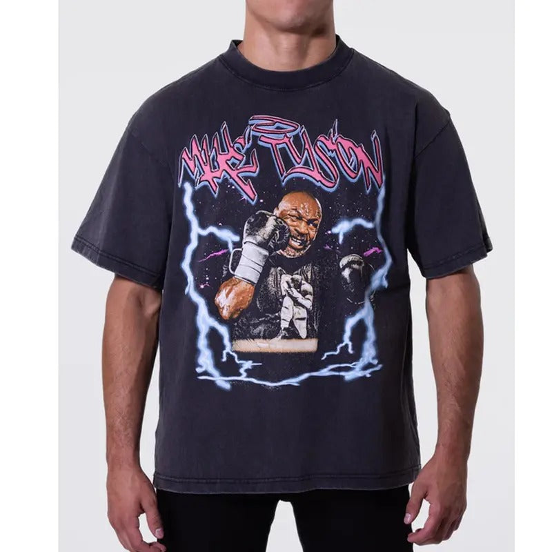 Lightning Strike Tyson Mike Graphic Tee Tops Underwear Crewneck Menswear T Shirt