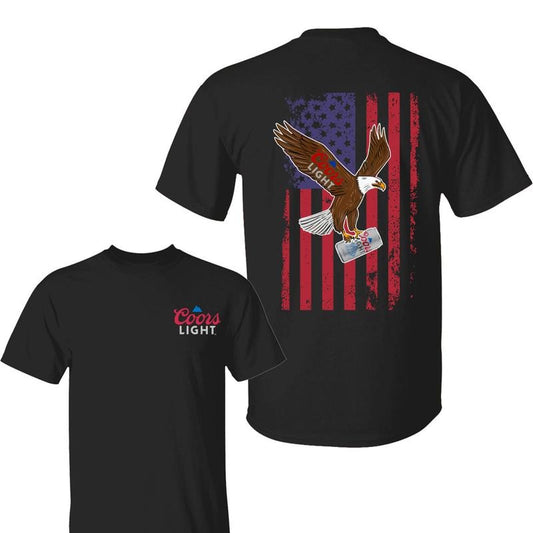 Limited Coors Light Eagle Flag 2-sided Shirt, Coors Light Shirt, American Flag Graphic Tee, Funny Shirts For Mens, Unisex Cotton