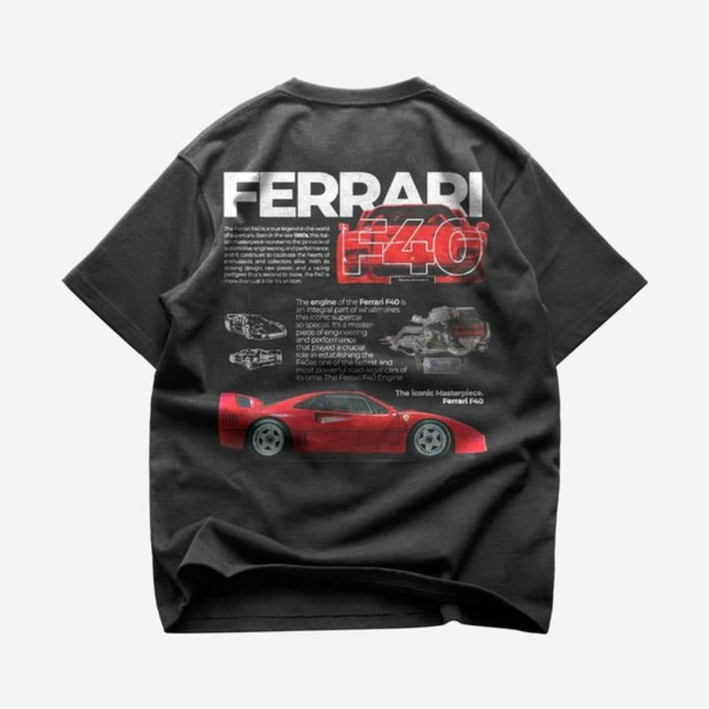 Limited Ferrari F40 T-Shirt - Retro Style Ferrari T-Shirt- Vintage Ferrari F40 T-Shirt - Ferrari T-Shirt- Ferrari Fan T-Shirt Menswear Top