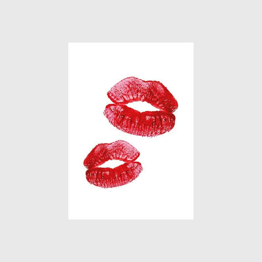 Lipstick Kisses Print, Minimalist Red Trendy Decor Print, Retro Poster Valentine Galentine Girly Coquette, Gifts For Women Her, Poster Prints No Frame, Wall Decoration, Big Wall Art, Gifts For Birthday