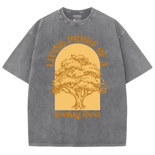 Living Proof Of A Loving God Unisex Washed T-Shirt,, Christian Jesus  t shirts, Vintage 90s Graphic Tee Gift Cotton Top Womenswear Bottom