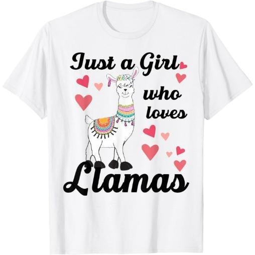 Llama-Shirt Girl Who Love Llamas Cute Men Gift T-Shirt Made in USA