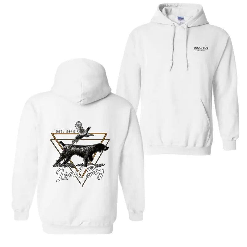 Local Boy Hoodie - Bird Dog Hunting Graphic, Perfect for Outdoors Enthusiasts, Menswear, Hoodie, Wetsuit Fabric Stylish Fabric Stylish Fabric Stylish