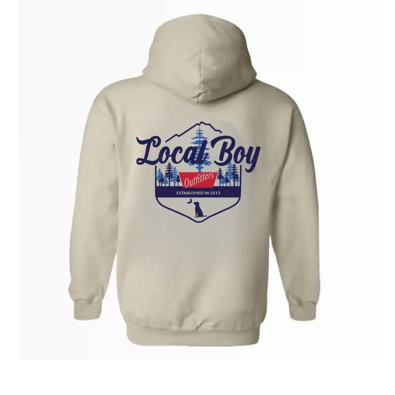 Local Boy Outfitters Hoodie - Mountain Wilderness Graphic for Outdoor Explorers, Unisex Hoodie Perfect for Adventurers and Nature Enthusiasts, Comfortable and Stylish for Hiking and Casual Wear TTP