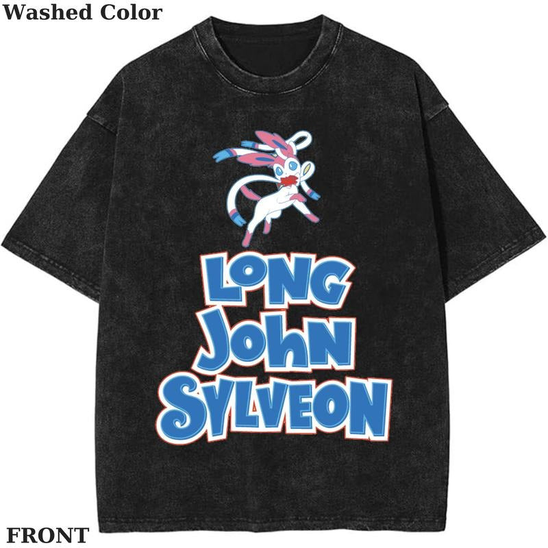 Long John Sylveon Pokemon T-Shirt, Pokemon T-Shirt, PKM Shirt, Anime Funny Shirt, Vintage Tee Streetwear Shortsleeve Printed Womenswear Top