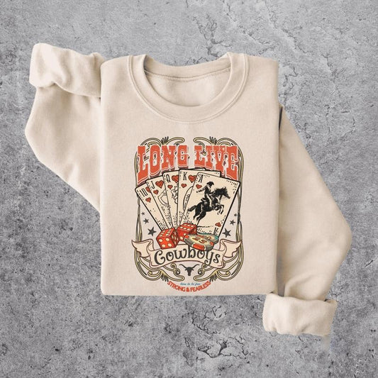 Long Live Cowboy Vintage Graphic Sweatshirt, Rodeo Sweatshirt, Rodeo Lovers, Funny Cowboy Sweatshirt, Cowboy Rodeo