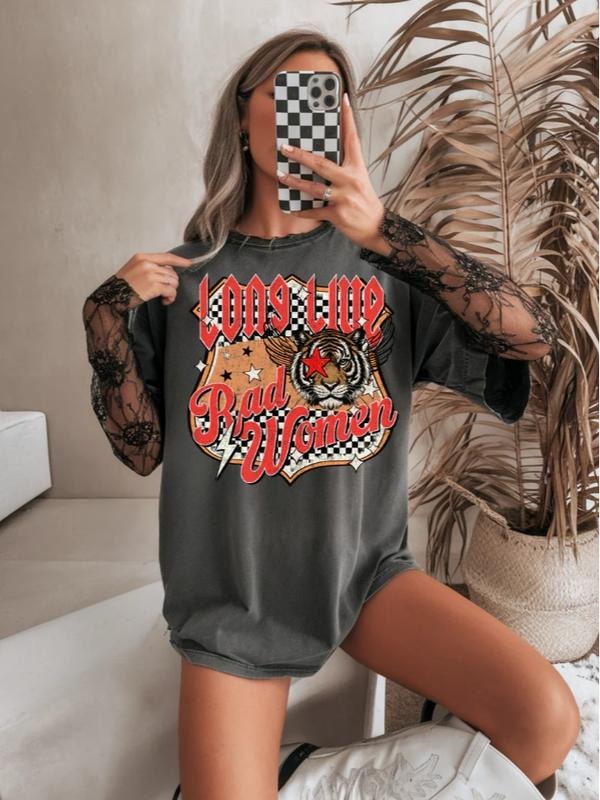 Long Live Rad Women Tiger shirt, vintage crewneck sweatshirts, western outfit women, cowgirl outfits, western clothing stuff tops, country concert outfits, western style clothes