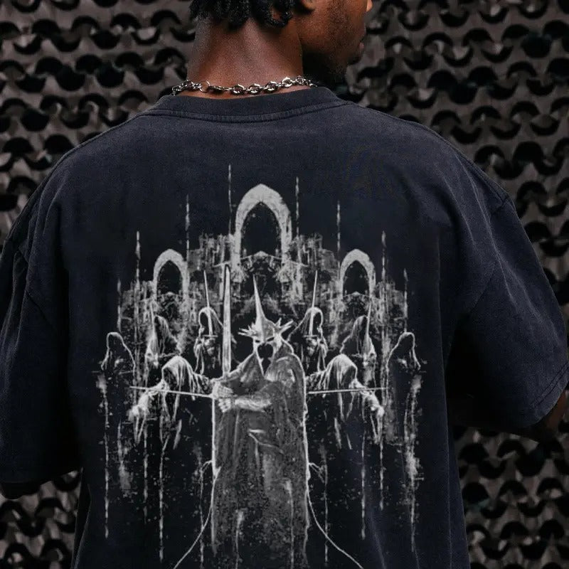 Lord Of The Rings Witch King Army Vintage T-Shirt Trending Movie Shirt Menswear Streetwear Movie Fans Graphic Casual Clothing Crewneck X-Mas Present