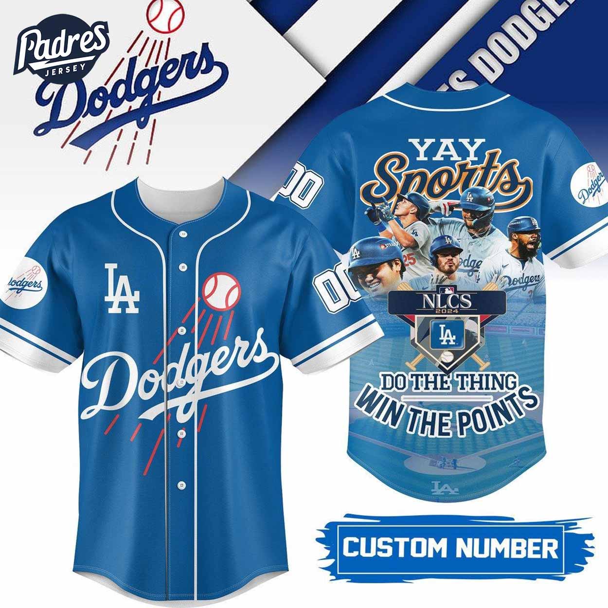Los Angeles Dodgers Yay Sports NLCS 2024 Custom Number Baseball Jersey - Padres Jersey Oasis: Elevate Your Baseball Style Game