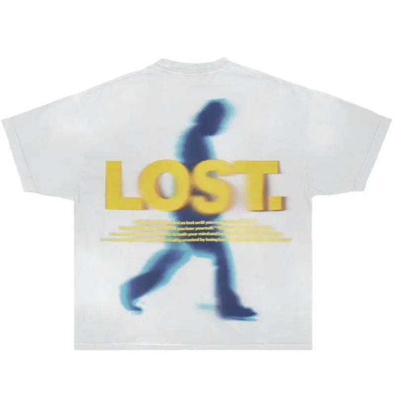 Lost White Boxy T-Shirt Streetwear Y2K - Vintage Y2k Graphic Tee, Y2k Shirt, Lost White Boxy Shirt, Gift For Men & Women, Menswear Top Casual