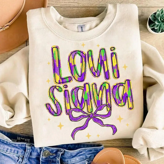 Louisiana Coquette Bow, Mardi Gras, Mardi Gras Coquette, Happy Mardi Gras, Fleur De Lis, Glitter Brushstroke, Hand Drawn