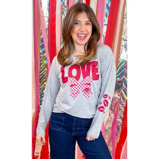 Love Bow Graphic Long Sleeve Shirt