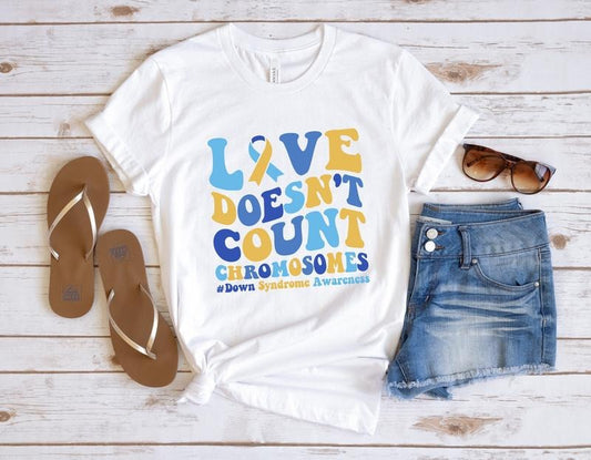 Love Doesn't Count Chromosomes Shirt Down Syndrome Awareness Long Sleeve 3 21 Syndrome Shirt Blue Yellow Ribbon Down Warrior Sweatshirt  sweater