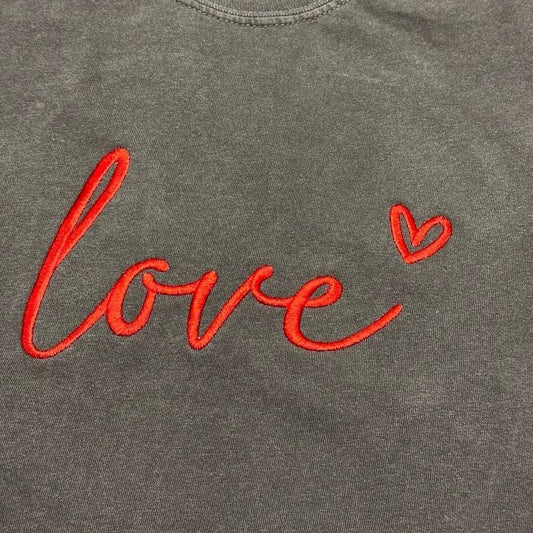 Love Embroidered Crewneck Sweatshirt Perfect and Cozy Casual