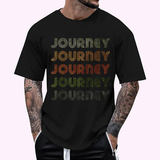 Love Heart Journey Tee Grunge, Vintage Style Black Journey T-Shirt - Men's Regular Fit Letter Graphic Round Neck Tee, Casual Short Sleeve, Crew Neck Shirt for Summer, Fashion Men's Top for daily Wear, Graphic Tees
