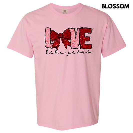 Love Like Jesus Faux Glitter Comfort Colors T-Shirt 'NLB'