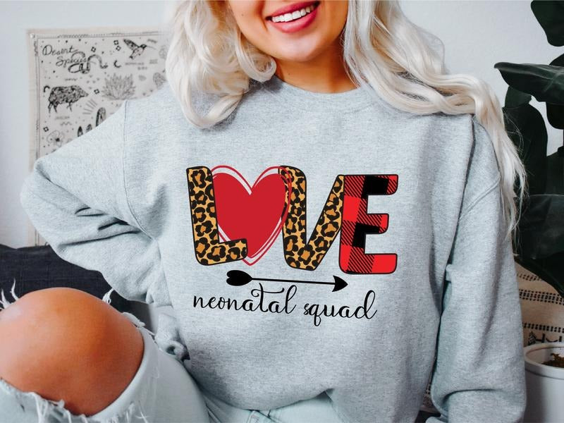 Love Neonatal Squad Sweatshirt, Labor and Delivery Nurse Gift Hoodie, Matching Neonatal Intensive Care Unit Sweatshirt, NICU Life Crew Hoodie, Nursing School Group Sweatshirt.