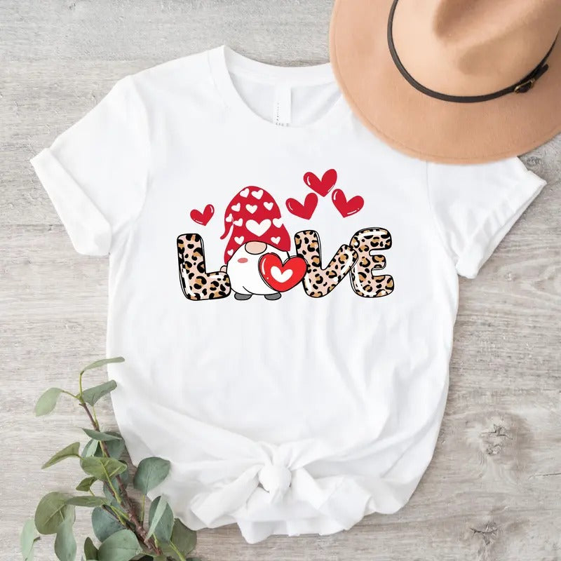 Love T-Shirt, Gnome Valentine Tee, Engagement Gift Shirt, Fiancé Valentine's Day Gift, New Couples Present Shirt, Matching Lovers Tee, Gifts For Girlfriend.