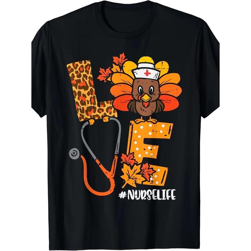 Love Turkey Thanksgiving Nurse Life Fall Top Men T-Shirt Made in USA