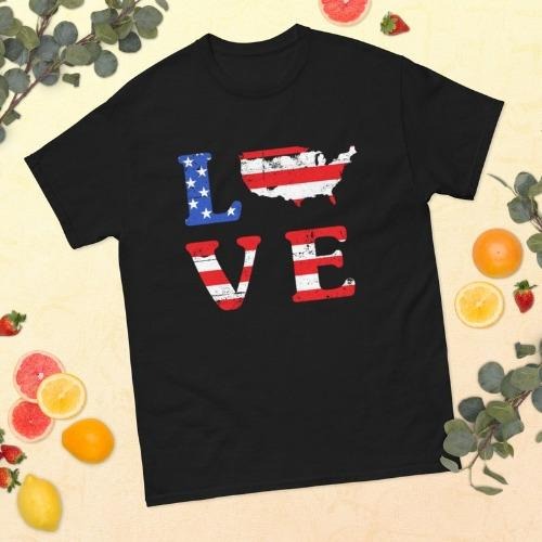Love USA American Flag | United We Stand T-Shirt | Shirt | United States of America made in usa