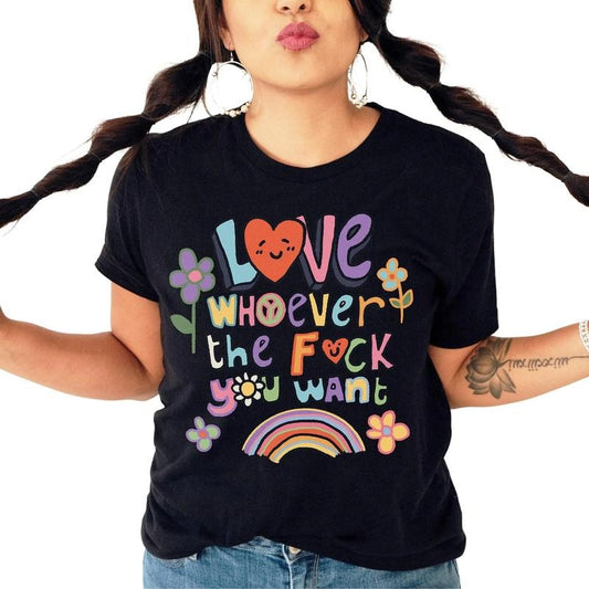 Love Whoever The F You Want Shirt, Lgbqt Shirt, Retro Frog Shirt, Gay Pride Trendy Tshirt, Unisex T-Shirt, Gifts For Gay Husband Wife, Short Sleeve Tee Shirt, Gifts For Birthday Mothers Day Christmas