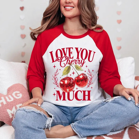 Love You Cherry Much Valentine's Day Shirt, Coquette Hearts and Cherries Shirt, Cute Graphic Women's Unisex Shirt