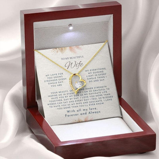 Lovely To My Beautiful Wife' Necklace with Message Card - Perfect Anniversary and Valentine's Day Gift, Thoughtful Present for Wife, Marriage Celebration Jewelry, Romantic Love Necklace in Gift Box, Ideal for Valentine's Day