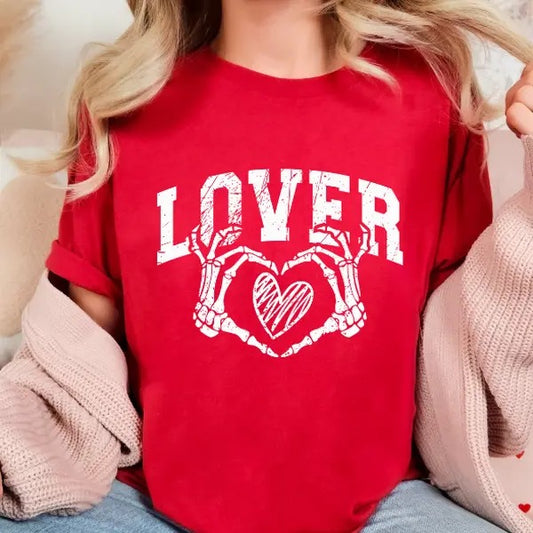 Lover Distressed Skeleton Hands with Heart Valentines Day Unisex softstyle T-shirt Fit Top