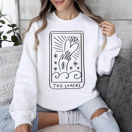 Lovers Tarot, Mystical, Magic, Sweatshirt, Valentine's Day, Crew Neck, Women's, Crewneck, Valentine's Day, Love, Heart, Cupid