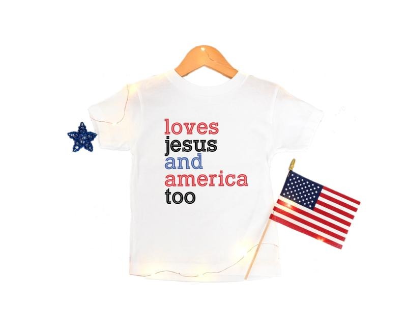 Loves Jesus And America Too Shirt, 4th Of July Shirt, America Shirt, 4th Of July Shirt, Christian Shirt, Unisex T-Shirt, Gifts For Women Men, Short Sleeve Tee Shirt, Gifts For Birthday Fathers Day Christmas