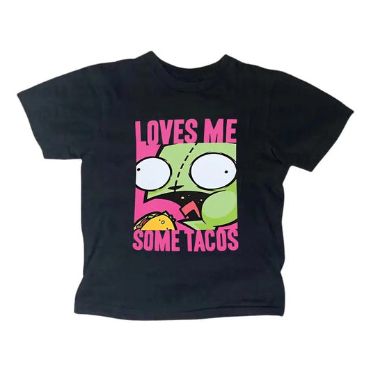 Loves Me Some Tacos Zim Baby Tee - Y2K Women Streetwear - Gothic Emo Girl Top - Scene Clothing 2000s - Gift For Girlfriend