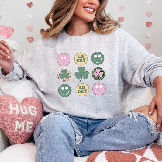 Lucky Day Row Smile Printed Sweatshirt, Row Smile Sweatshirt, Lucky Day Sweater, Printed Comfort Colors T-Shirt, Full Color Print