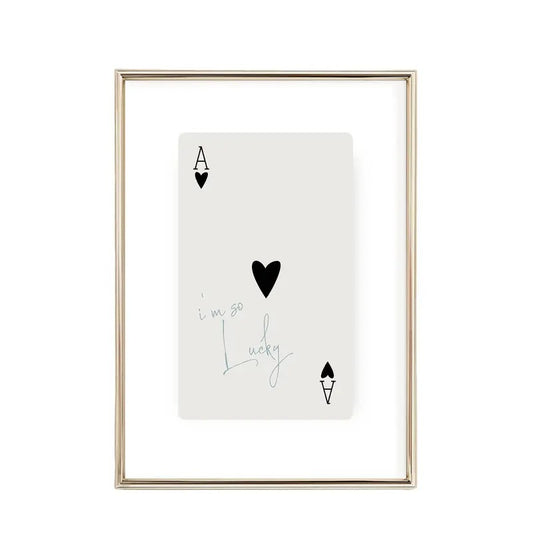 Lucky Girl Syndrome Wall Print, Trendy Ace Of Hearts, Light Blue, I'm So Lucky, Vintage Minimalist Art, Playing Cards, Poster Prints No Frame, Gifts For Her Bedroom Wall Decor, Wall Art Prints, Gifts For Birthday Christmas Artwork Landscape