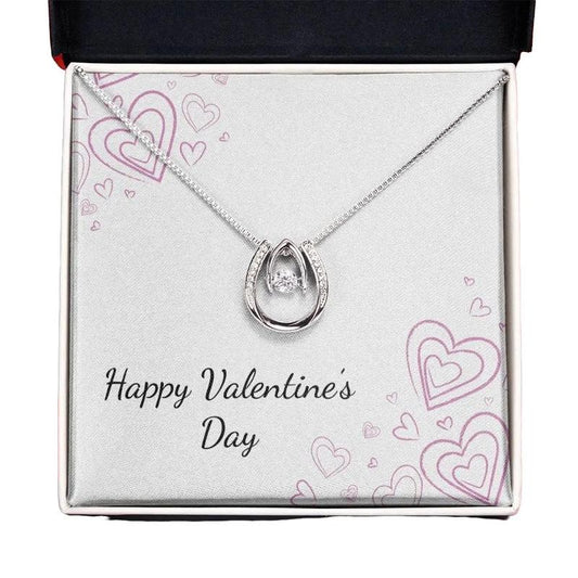 Lucky In Love Pendant Necklace, Happy Valentine's Day Necklace, Gift For Her, Wife, Girlfriend, Meaningful Gift From Husband, Love Necklace With Message Card, Gift For Her, Necklace With Gift Box, Valentine Gifts, Jewelry Box, Gifts For Valentines Day