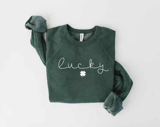 Lucky Sweatshirt Clover Sweatshirt St Patricks Day Sweatshirt Saint Patrick's Pullover Lucky Sweater Clovers Simple Holiday Sweater - Hoodie - Sweater - Tshirt