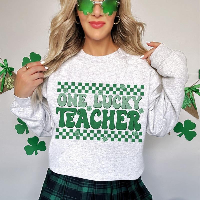 Lucky Teacher St Patrick's Day Teacher Irish Shamrock Teacher Graphic St Paddy's Day Shamrock Teacher Shirt