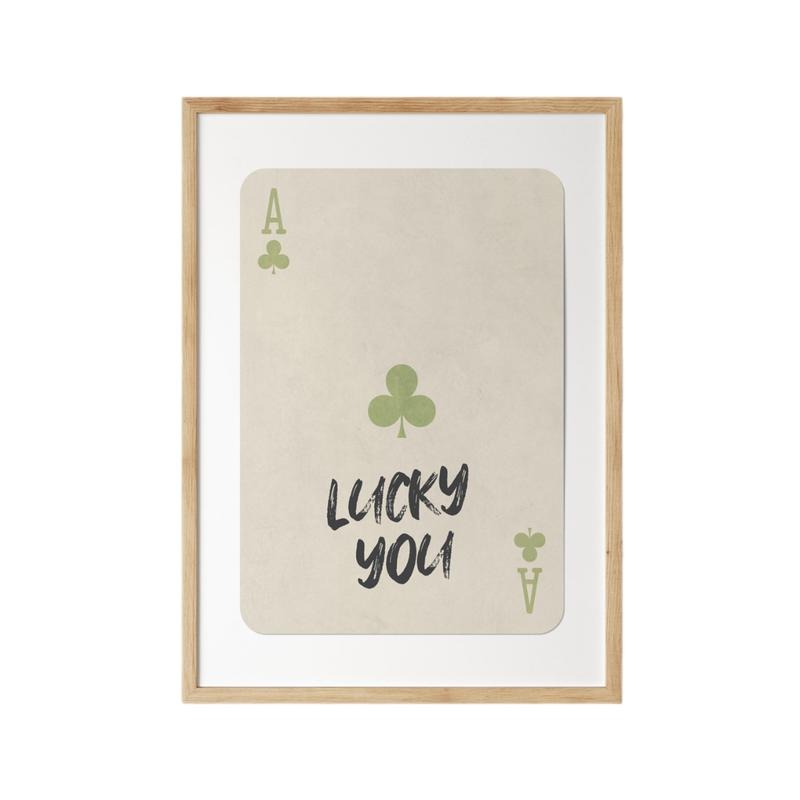 Lucky You Print, Retro Ace Of Clubs Wall Art, Preppy Bar Cart Art, Gifts For Teen Girl Her Art Prints, Poster Prints No Frame, Dorm Room Decor, Wall Posters, Gifts For Birthday Christmas