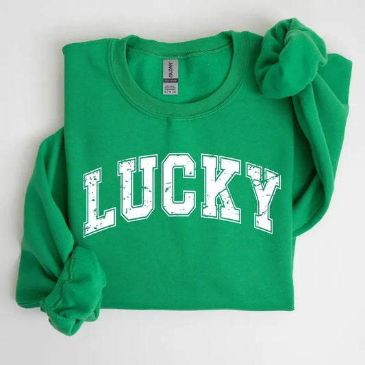 Lucky, St. Paddy's Day, Coquette, Bow, Clover, Shamrock, Irish, Lucky Charm, St Patrick's Day Sweatshirt, Crew Neck, Women's, Crewneck