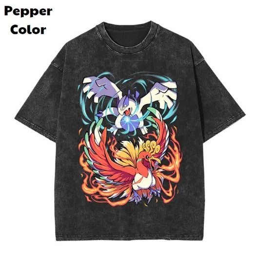 Lug Ho Birds Vintage Tee, Ho-oh Lugia T-Shirt, Pokemon Tee, Anime Shirt, Animation Graphic Tees, Gym Shirt, Unisex T-Shirt