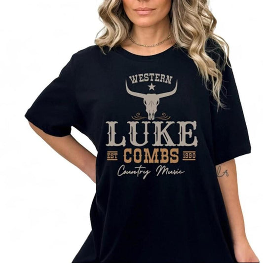 Luke Combs Est 1990 T-Shirt, Luke Combs Concert T-Shirt, Western Luke Combs Bullhead Tour 2024, Merch Country Music Fan Cowboy Combs Sweatshirt DRG, Gift For Her