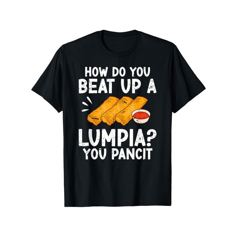 Lumpia Lover's Delight: 100% Cotton Casual Tee - Perfect Gift for Men & Women, Family & Friends | Breathable & Durable | Machine Washable | Short Sleeve Crew Neck T-Shirt with Unique Graphic Design | Ideal for Casual Attire | Black Made in USA