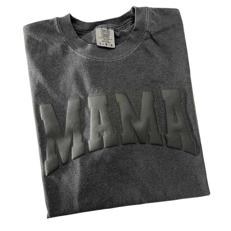 MAMA Black Puff Letter Comfort Colors T-Shirt