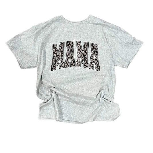 MAMA Leopard Print T-Shirt or Longsleeve Tshirt Cotton Womenswear Women Top graphic tees cute shirts